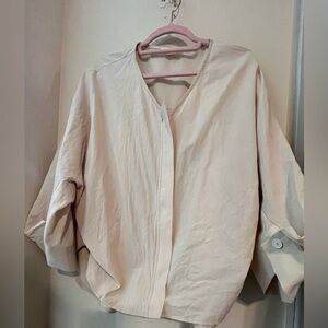 Cream Zip Up Blouse